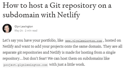 Hosting Git Repository on a Subdomain w/ Netlify